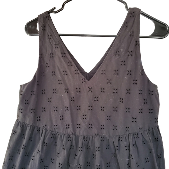 LOFT sleeveless sundress black tiered embroidered eyelet prairie peasant small - Picture 4 of 7